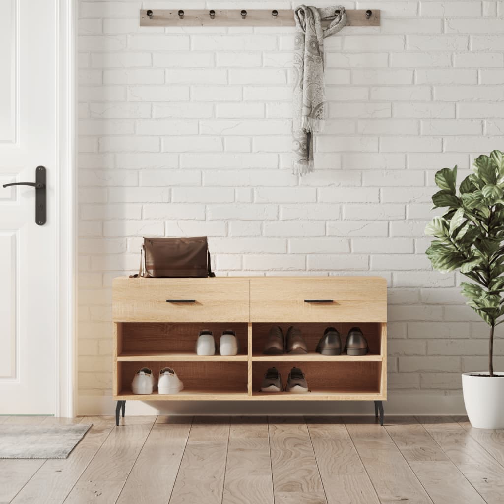 Schoenenbank 102X35X55 Cm Bewerkt Hout Kleurig Sonoma Eiken